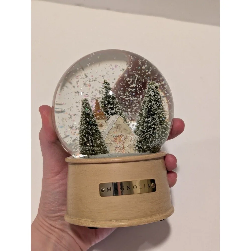 Magnolia Silos Waco Chapel Snow Globe, Clear & Full